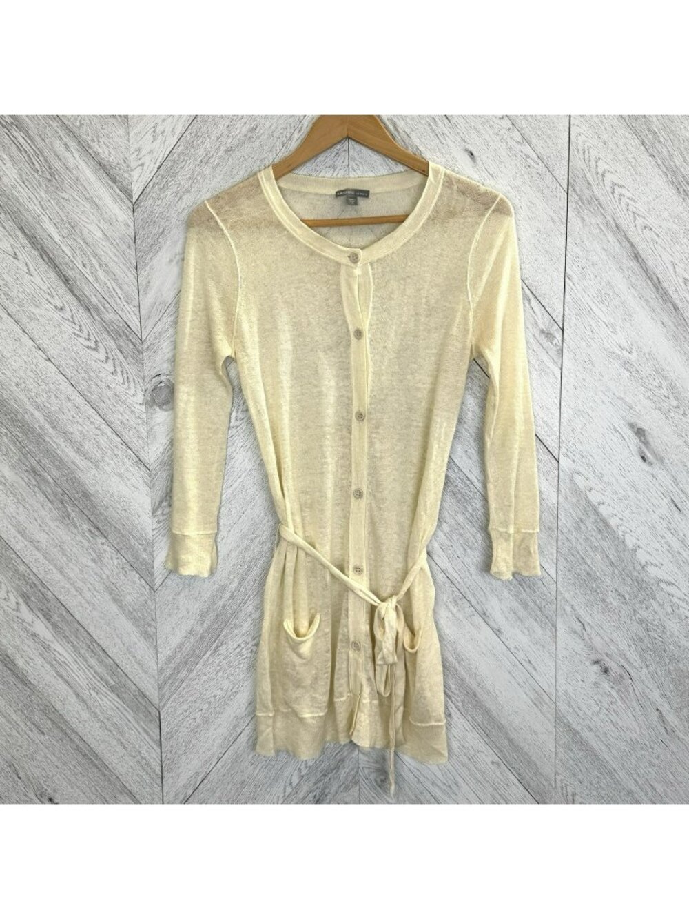 James Perse Belted Cardigan Sweater Size 2 US Medium Ivory Lightweight